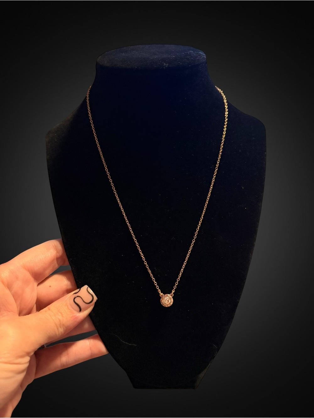 Coach Gold Pavé Disc Pendant Necklace ✨